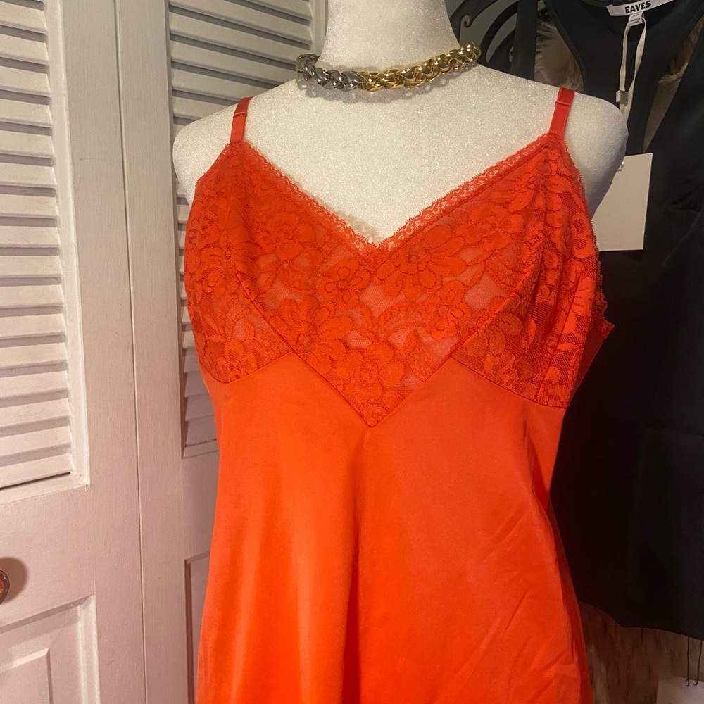 Elegant Orange / crimson red Lace Slip Dress - Picture 8 of 9
